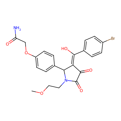 2-{4-[3-(4-bromobenzoyl)-4-hydroxy-1-(2-methoxyethyl)-5-oxo-2,5-dihydro-1H-pyrrol-2-yl]phenoxy}acetamide structure