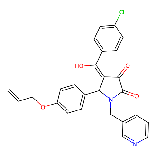 4-(4-chlorobenzoyl)-3-hydroxy-5-[4-(prop-2-en-1-yloxy)phenyl]-1-[(pyridin-3-yl)methyl]-2,5-dihydro-1H-pyrrol-2-one structure