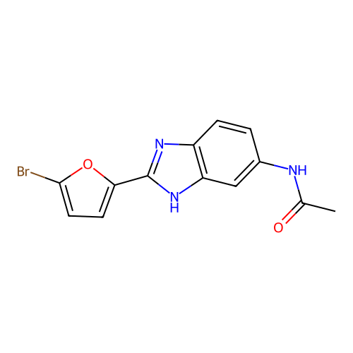 N-[2-(5-bromo-2-furyl)-1H-benzimidazol-5-yl]acetamide structure