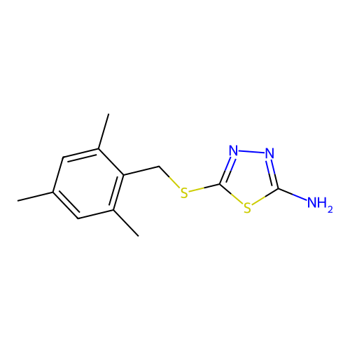 5-[(2,4,6-Trimethylbenzyl)sulfanyl]-1,3,4-thiadiazol-2-amine structure