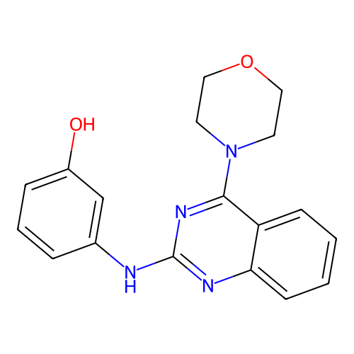 3-{[4-(4-Morpholinyl)-2-quinazolinyl]amino}phenol structure