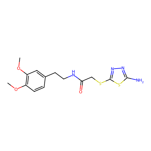 2-[(5-amino-1,3,4-thiadiazol-2-yl)sulfanyl]-N-[2-(3,4-dimethoxyphenyl)ethyl]acetamide structure