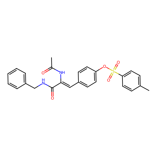 (Z)-4-(2-acetamido-3-(benzylamino)-3-oxoprop-1-en-1-yl)phenyl 4-methylbenzenesulfonate structure