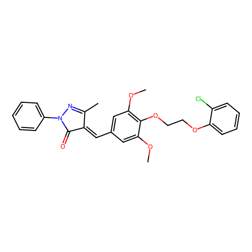 (4E)-4-[[4-[2-(2-chlorophenoxy)ethoxy]-3,5-dimethoxyphenyl]methylidene]-5-methyl-2-phenylpyrazol-3-one structure