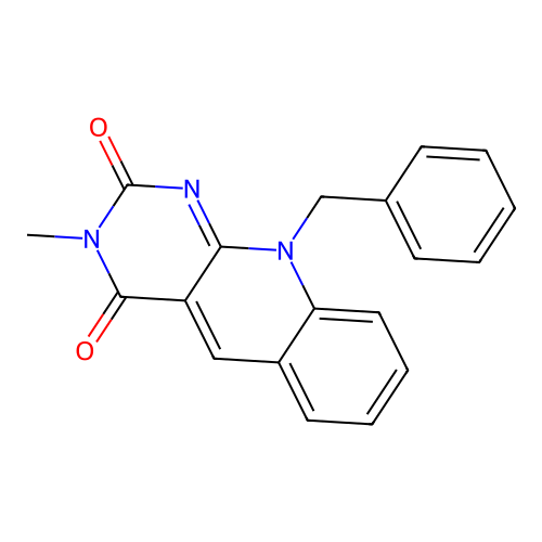 10-benzyl-3-methylpyrimido[4,5-b]quinoline-2,4(3H,10H)-dione structure