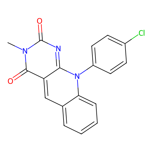 10-(4-chlorophenyl)-3-methylpyrimido[4,5-b]quinoline-2,4(3H,10H)-dione structure