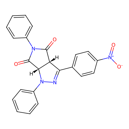 (3aS,6aS)-3-(4-nitrophenyl)-1,5-diphenyl-3a,6a-dihydropyrrolo[3,4-c]pyrazole-4,6-dione structure