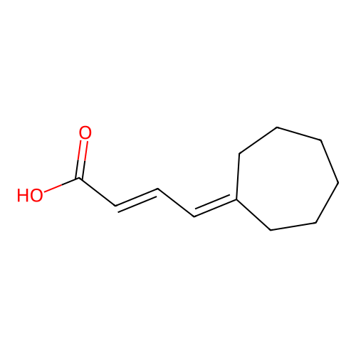 (E)-4-cycloheptylidenebut-2-enoic acid structure