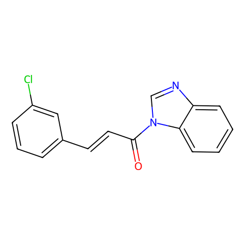 (E)-1-(benzimidazol-1-yl)-3-(3-chlorophenyl)prop-2-en-1-one structure