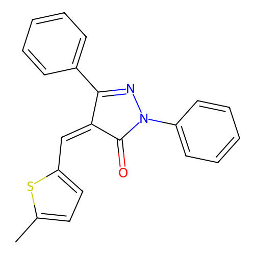 (4Z)-4-[(5-methylthiophen-2-yl)methylidene]-2,5-diphenylpyrazol-3-one structure