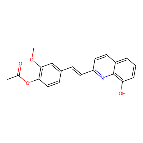 4-[(E)-2-(8-hydroxyquinolin-2-yl)ethenyl]-2-methoxyphenyl acetate structure