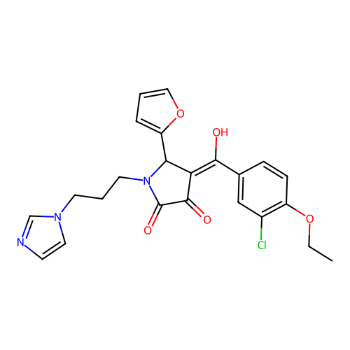 (4E)-4-[(3-chloro-4-ethoxyphenyl)-hydroxymethylidene]-5-(furan-2-yl)-1-(3-imidazol-1-ylpropyl)pyrrolidine-2,3-dione structure