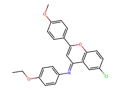 6-chloro-N-(4-ethoxyphenyl)-2-(4-methoxyphenyl)chromen-4-imine structure