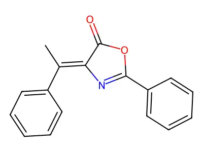 2-phenyl-4-(1-phenylethylidene)-1,3-oxazol-5(4H)-one structure