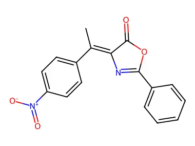 4-[1-(4-Nitrophenyl)ethylidene]-2-phenyl-1,3-oxazol-5-one structure