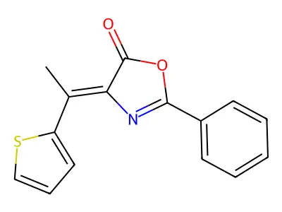 (4Z)-2-phenyl-4-(1-thiophen-2-ylethylidene)-1,3-oxazol-5-one structure