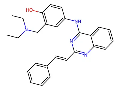 Phenol,2-[(diethylamino)methyl]-4-[[2-(2-phenylethenyl)-4-quinazolinyl]amino]- structure