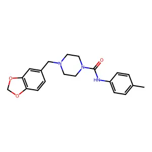 4-(1,3-benzodioxol-5-ylmethyl)-N-(4-methylphenyl)piperazine-1-carboxamide structure