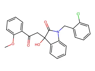 1-(2-chlorobenzyl)-3-hydroxy-3-[2-(2-methoxyphenyl)-2-oxoethyl]-1,3-dihydro-2H-indol-2-one structure