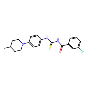 3-fluoro-N-[[4-(4-methylpiperidin-1-yl)phenyl]carbamothioyl]benzamide structure
