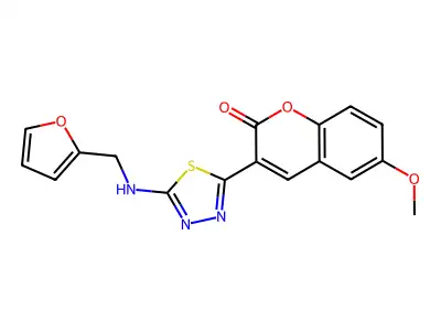 3-(5-((furan-2-ylmethyl)amino)-1,3,4-thiadiazol-2-yl)-6-methoxy-2H-chromen-2-one structure