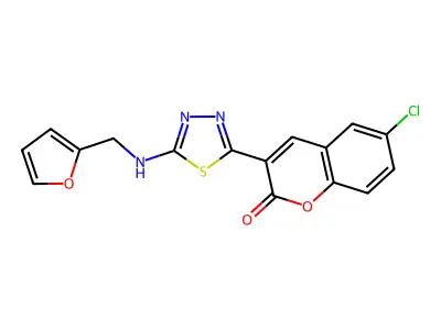 6-Chloro-3-[5-(furan-2-ylmethylamino)-1,3,4-thiadiazol-2-yl]chromen-2-one structure