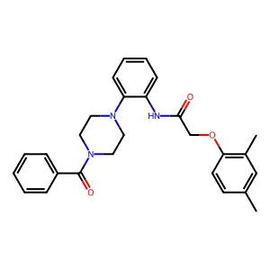 N-[2-(4-benzoylpiperazin-1-yl)phenyl]-2-(2,4-dimethylphenoxy)acetamide structure