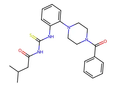 N-[[2-(4-benzoylpiperazin-1-yl)phenyl]carbamothioyl]-3-methylbutanamide structure