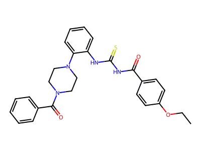 N-[[2-(4-benzoylpiperazin-1-yl)phenyl]carbamothioyl]-4-ethoxybenzamide structure
