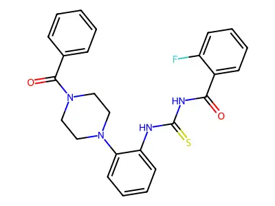 N-[[2-(4-benzoylpiperazin-1-yl)phenyl]carbamothioyl]-2-fluorobenzamide structure