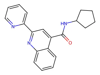 N-cyclopentyl-2-(pyridin-2-yl)quinoline-4-carboxamide structure