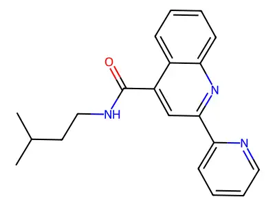 N-(3-methylbutyl)-2-(pyridin-2-yl)quinoline-4-carboxamide structure