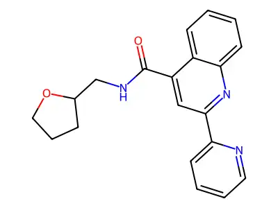2-(pyridin-2-yl)-N-(tetrahydrofuran-2-ylmethyl)quinoline-4-carboxamide structure