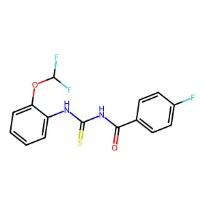 N-[2-(difluoromethoxy)phenyl]-N'-(4-fluorobenzoyl)thiourea structure
