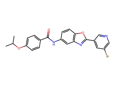 N-[2-(5-bromopyridin-3-yl)-1,3-benzoxazol-5-yl]-4-propan-2-yloxybenzamide structure