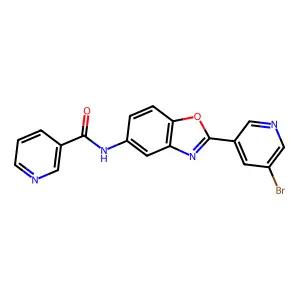 N-[2-(5-bromopyridin-3-yl)-1,3-benzoxazol-5-yl]pyridine-3-carboxamide structure