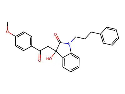 3-Hydroxy-3-[2-(4-methoxyphenyl)-2-oxoethyl]-1-(3-phenylpropyl)indol-2-one structure