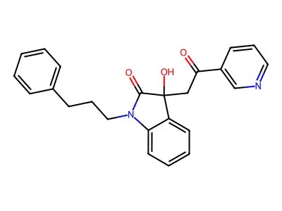 3-Hydroxy-3-(2-oxo-2-pyridin-3-ylethyl)-1-(3-phenylpropyl)indol-2-one structure