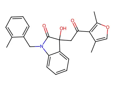3-[2-(2,4-dimethylfuran-3-yl)-2-oxoethyl]-3-hydroxy-1-[(2-methylphenyl)methyl]indol-2-one structure
