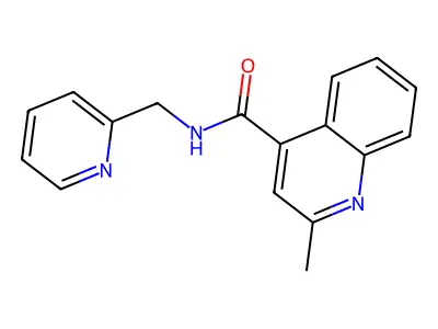 2-methyl-N-(pyridin-2-ylmethyl)quinoline-4-carboxamide structure