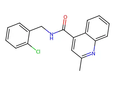 N-[(2-chlorophenyl)methyl]-2-methylquinoline-4-carboxamide structure
