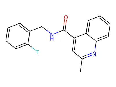 N-[(2-fluorophenyl)methyl]-2-methylquinoline-4-carboxamide structure
