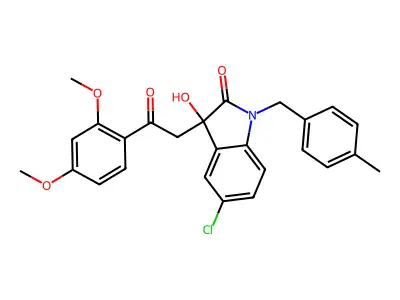 5-chloro-3-[2-(2,4-dimethoxyphenyl)-2-oxoethyl]-3-hydroxy-1-(4-methylbenzyl)-1,3-dihydro-2H-indol-2-one structure