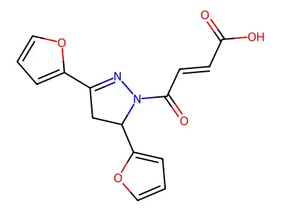 4-(3,5-Di-2-furanyl-4,5-dihydro-1H-pyrazol-1-yl)-4-oxo-2-butenoic acid structure