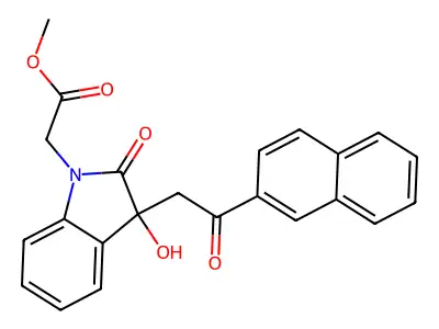 methyl {3-hydroxy-3-[2-(naphthalen-2-yl)-2-oxoethyl]-2-oxo-2,3-dihydro-1H-indol-1-yl}acetate structure