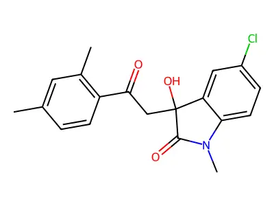5-chloro-3-[2-(2,4-dimethylphenyl)-2-oxoethyl]-3-hydroxy-1-methyl-1,3-dihydro-2H-indol-2-one structure