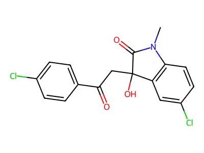 5-Chloro-3-[2-(4-chlorophenyl)-2-oxoethyl]-3-hydroxy-1-methylindol-2-one structure
