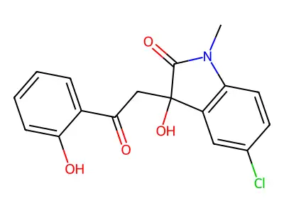 5-chloro-3-hydroxy-3-[2-(2-hydroxyphenyl)-2-oxoethyl]-1-methyl-1,3-dihydro-2H-indol-2-one structure