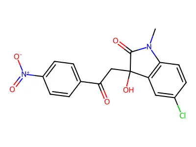 5-Chloro-3-hydroxy-1-methyl-3-[2-(4-nitrophenyl)-2-oxoethyl]indol-2-one structure