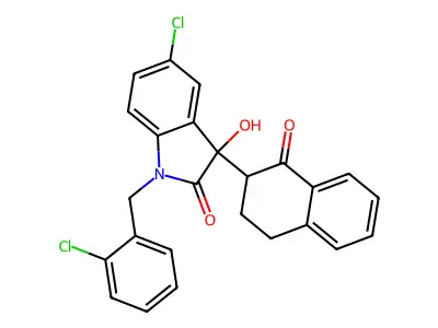 5-chloro-1-(2-chlorobenzyl)-3-hydroxy-3-(1-oxo-1,2,3,4-tetrahydronaphthalen-2-yl)-1,3-dihydro-2H-indol-2-one structure